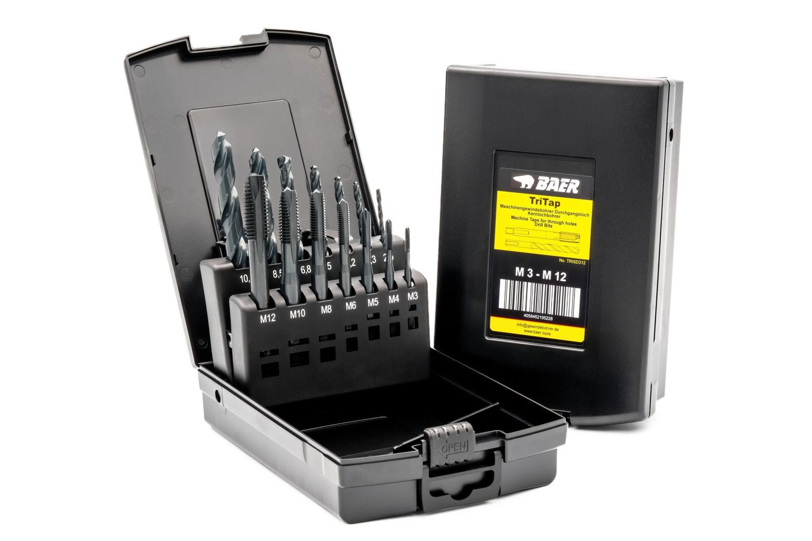 BAER TriTap Set HSSE-VAP – Geçiş Deliği Kılavuz + Kılavuz Delik Matkabı | M3–M12